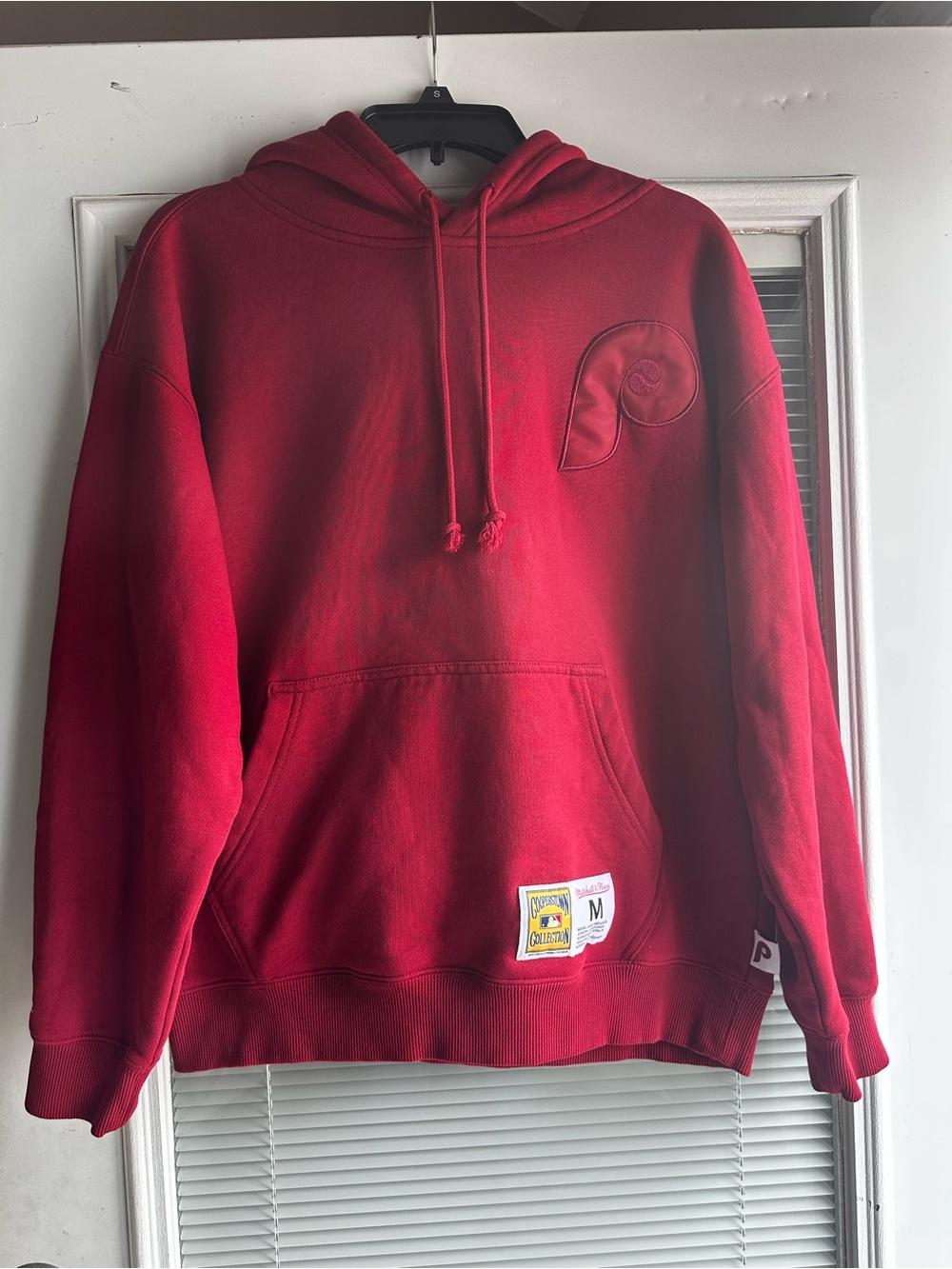 Mitchell & Ness Red Pullover Hoodie with Embossed Phillies Logo